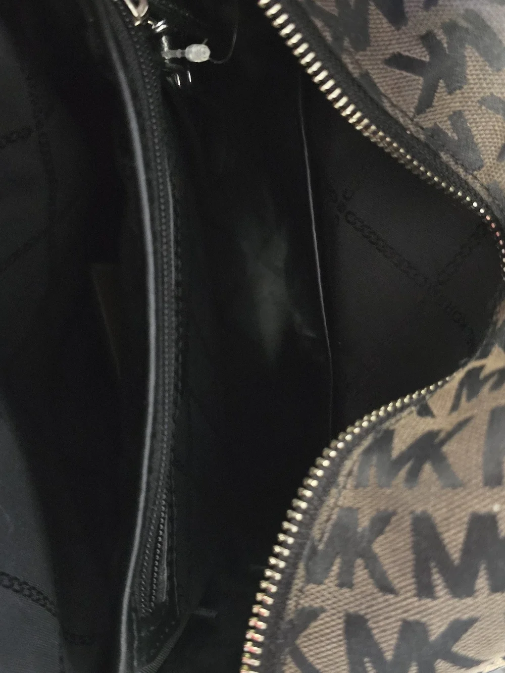 Michael Kors Men’s Black MK Logo Backpack with Gray Stripe